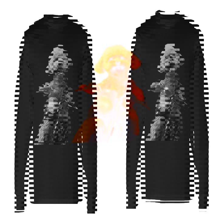 面白いtシャツ トイプードル バイク イヌ メンズ 犬好き グッズ かわいい おもしろ 面白い 服 ネタ 長袖Tシャツ