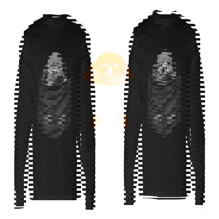 面白いtシャツ トイプードル ポケット イヌ わんこ メンズ 犬好き グッズ おもしろ 面白い 服 ネタ 長袖Tシャツ