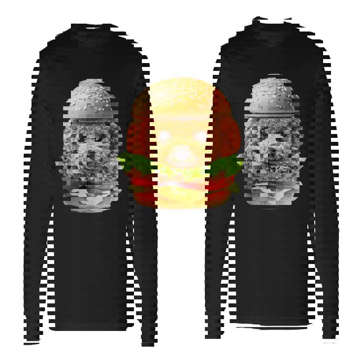 面白いtシャツ トイプードル 犬 ハンバーガー メンズ 犬好き グッズ かわいい おもしろ 面白い 服 ネタ 長袖Tシャツ