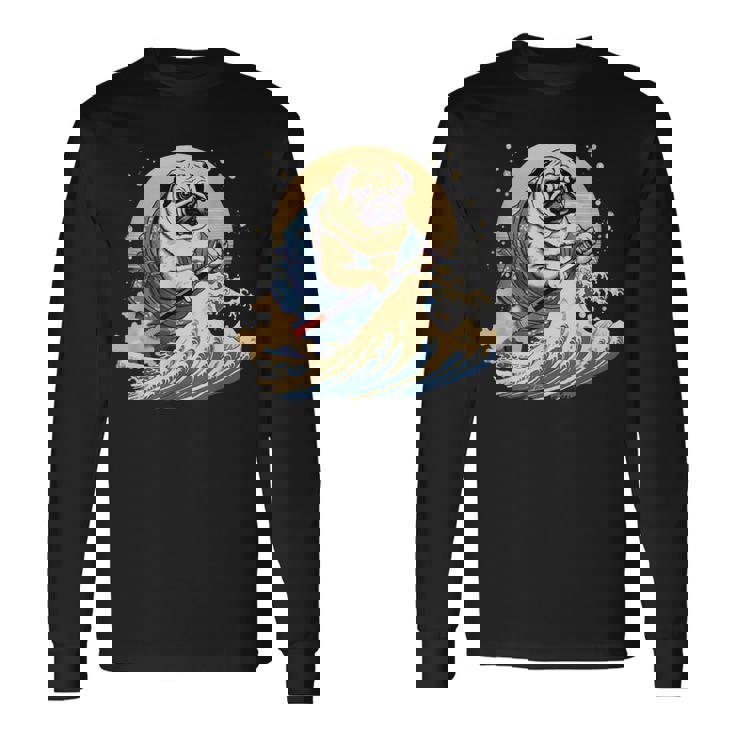 面白いtシャツ パグ 浮世絵 イヌ わんこ メンズ 犬好き グッズ おもしろ 面白い 服 ネタ わんこ 長袖Tシャツ