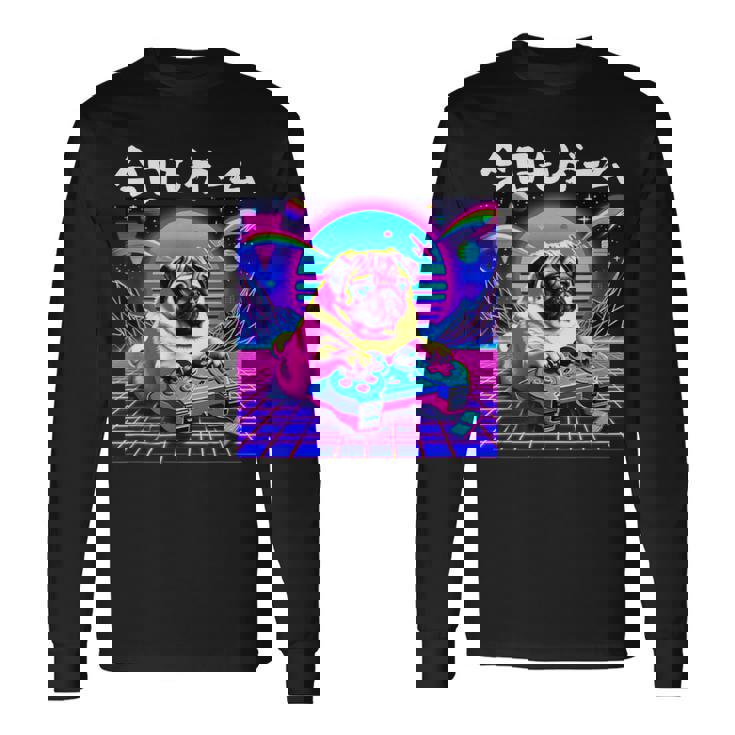 面白いtシャツ パグ 犬 ゲーム イヌ わんこ メンズ 犬好き グッズ かわいい おもしろ 面白い 服 ネタ 長袖Tシャツ