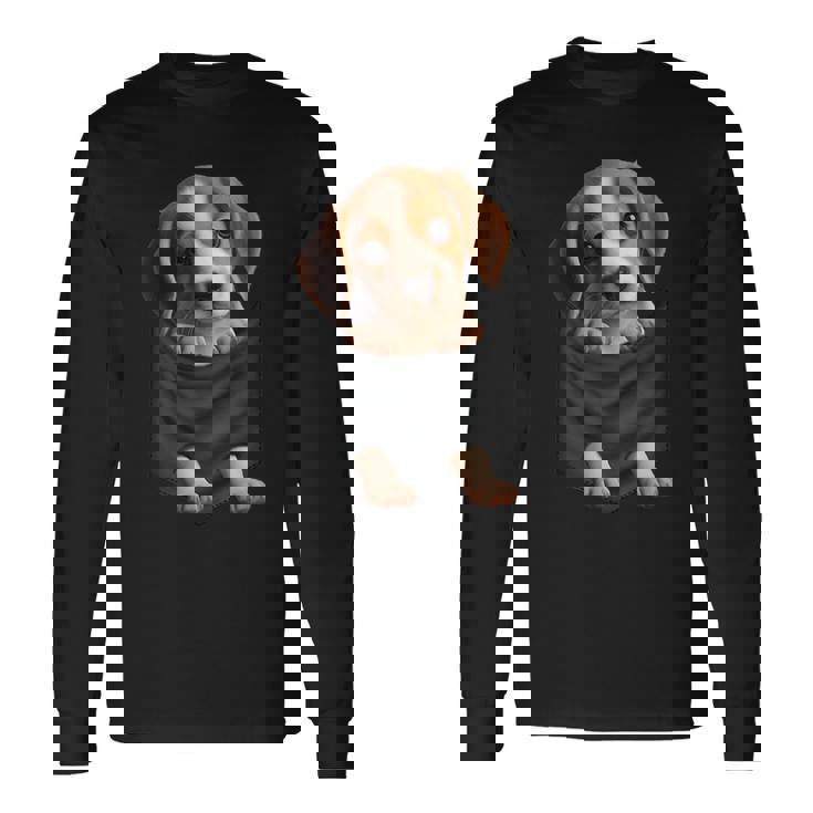 面白いtシャツ ビーグル 胸 ポケット イヌ わんこ メンズ 犬好き グッズ おもしろ 面白い 服 ネタ 長袖Tシャツ