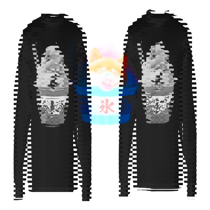 面白いtシャツ 柴犬 かき氷 イヌ わんこ メンズ 犬好き グッズ かわいい おもしろ 面白い 服 ネタ 夏 長袖Tシャツ