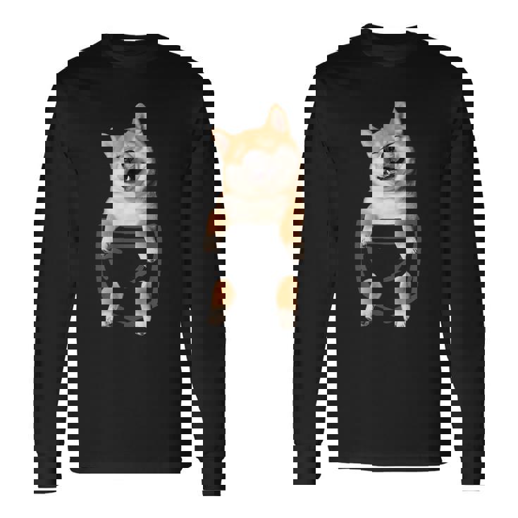 面白いtシャツ 柴犬 ポケット イヌ わんこ メンズ 犬好き グッズ かわいい おもしろ 面白い 服 ネタ 長袖Tシャツ