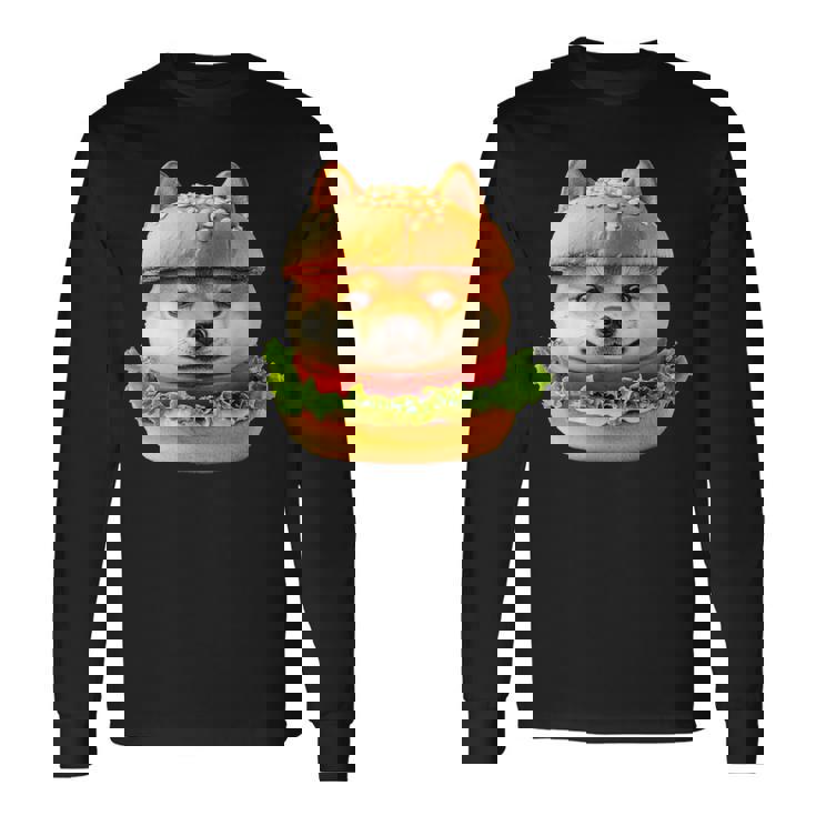 面白いtシャツ 柴犬 犬 イヌ ハンバーガー メンズ 犬好き グッズ かわいい おもしろ 面白い 服 ネタ 長袖Tシャツ