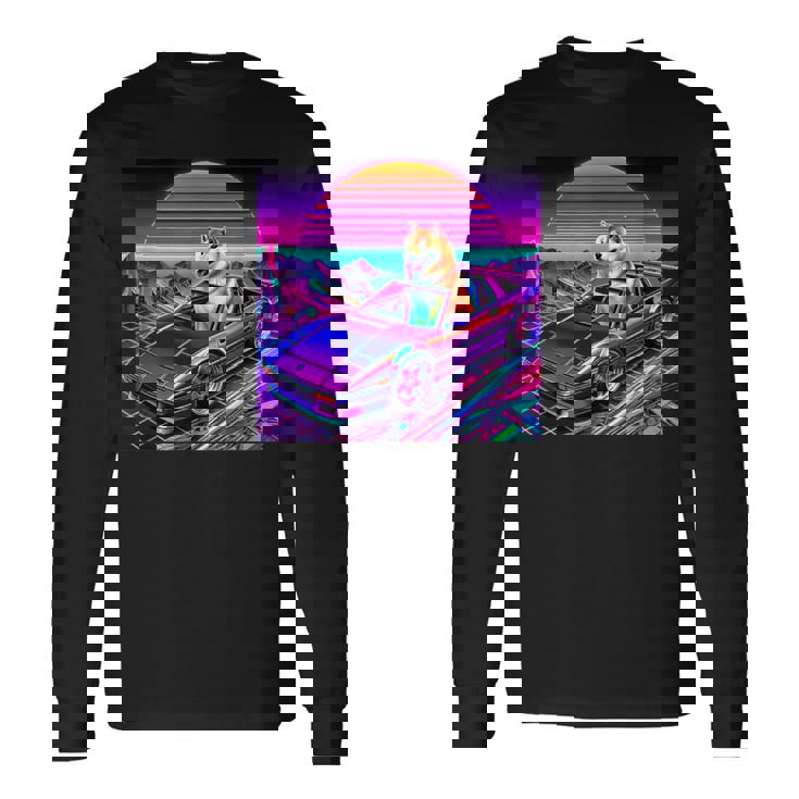 面白いtシャツ 柴犬 車 イヌ わんこ メンズ 犬好き グッズ かわいい おもしろ 面白い 服 ネタ 長袖Tシャツ