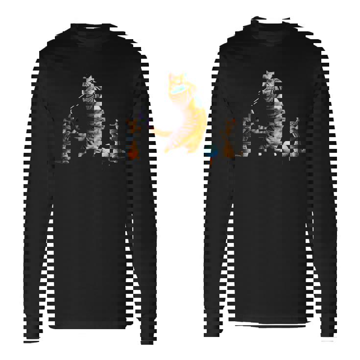 面白いtシャツ 猫 ネコ ゴルフ にゃんこ メンズ 猫好き グッズ かわいい おもしろ 面白い 服 ネタ 長袖Tシャツ