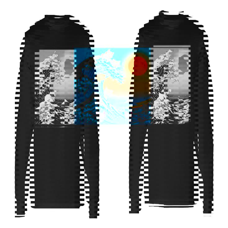 面白いtシャツ 猫 ネコ 浮世絵 海 メンズ 猫好き グッズ おもしろ 面白い 服 ネタ にゃんこ 猫の下僕 長袖Tシャツ