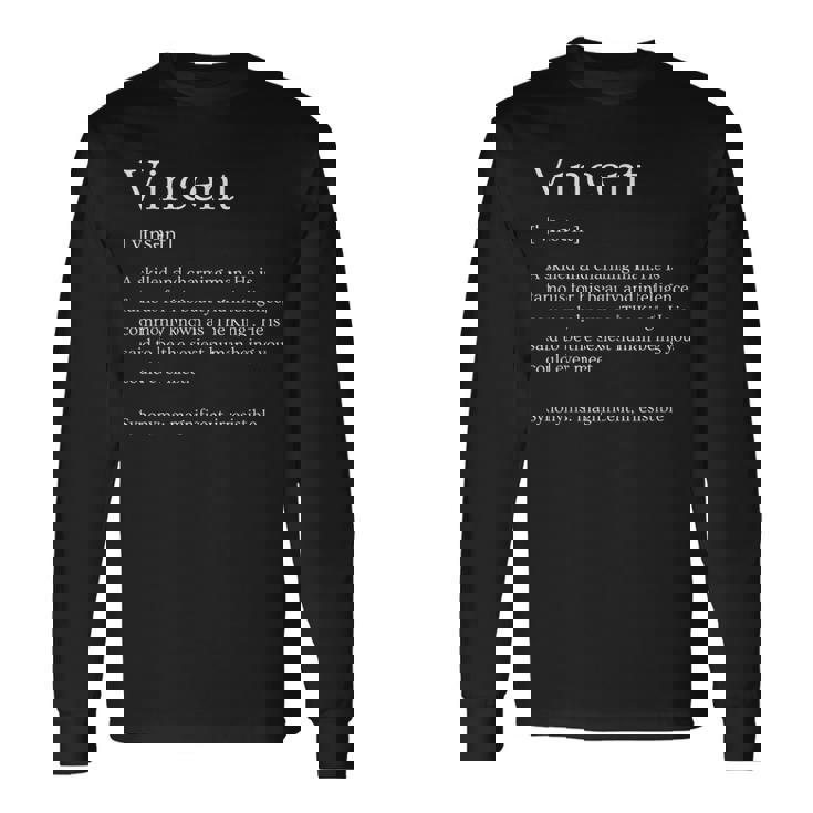 メンズ 面白いvincentの名前の意味 -Incent パーソナライズされた名前 長袖Tシャツ