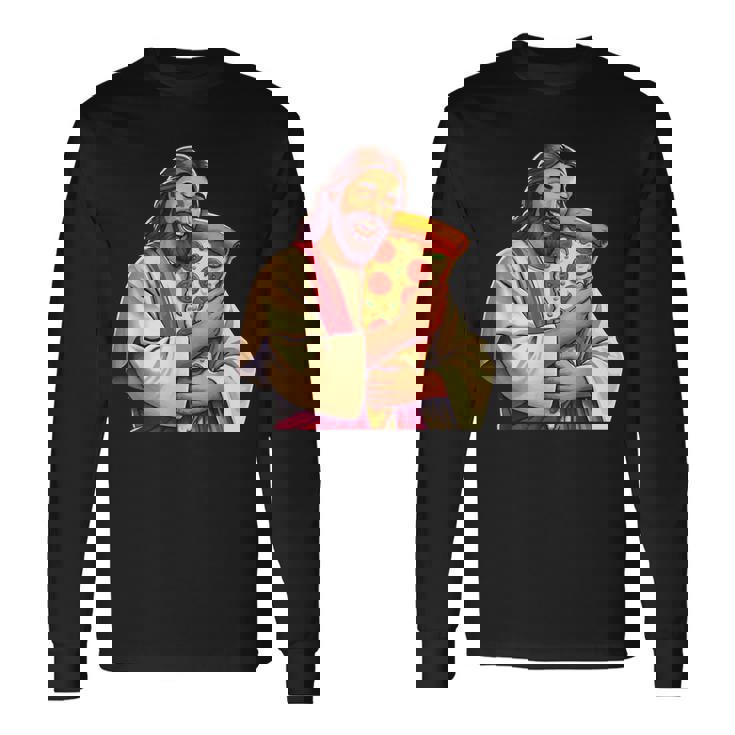 面白いイエスピザ愛好家クリスチャンユーモアtシャツ ピザジョーク 長袖Tシャツ