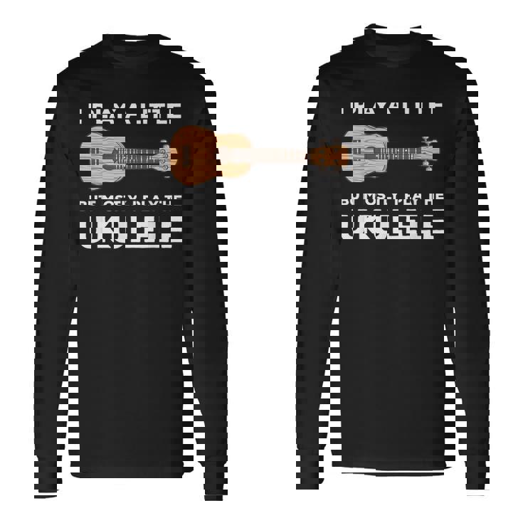 面白いウクレレ服ギターワードプレイ 長袖Tシャツ