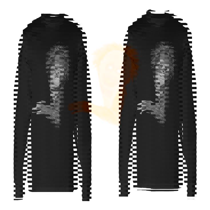 面白いオランウータン 長袖Tシャツ