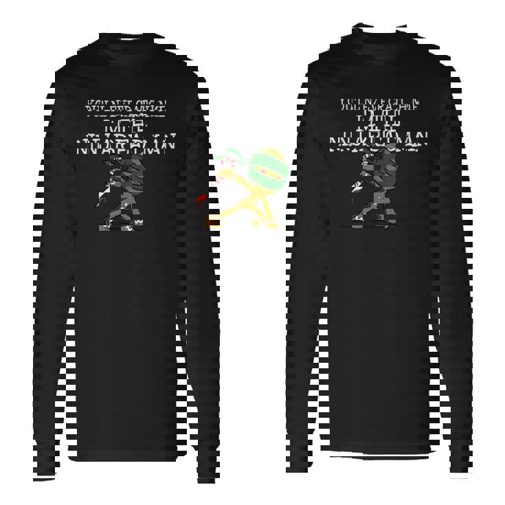 面白いクリスマス忍者ジンジャーブレッドマン 長袖Tシャツ