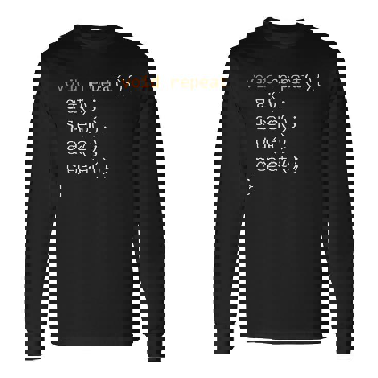 面白いコーディングシャツ Java 再帰 Eat Codeleep Repeat 長袖Tシャツ