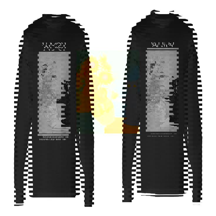 面白いゴッホ ひまわり 猫 ミーム ゴッホ アート 長袖Tシャツ