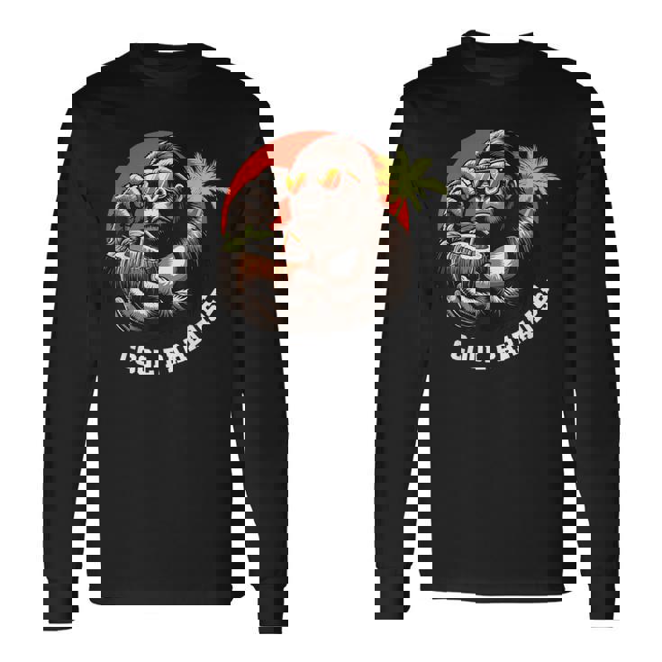 面白いゴリラココナッツグラフィックデザインギフトアイデア 長袖Tシャツ