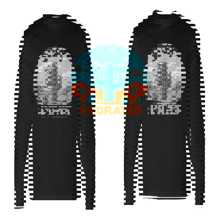面白いサボテンの水やり-水分補給 長袖Tシャツ