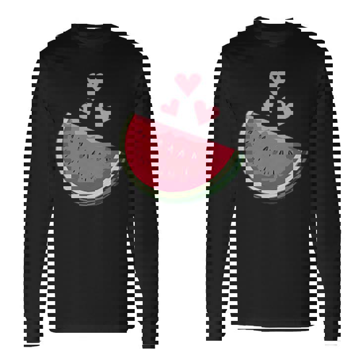 面白いスイカ ハワイアンビーチバケーション ラブスイカ 長袖Tシャツ