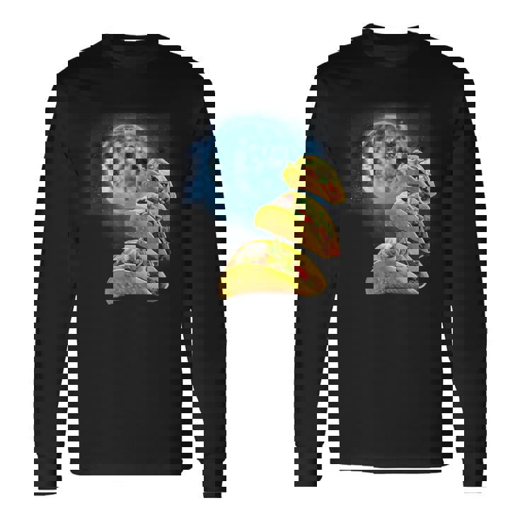 面白いタコスシャツ – タコス好きのタコスハウリングアットザムーン 長袖Tシャツ