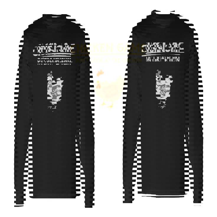 面白いチキンゲーム「見えないデザイン」 長袖Tシャツ