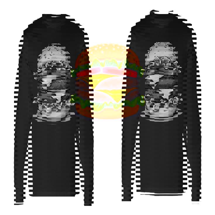 面白いチーズバーガーハンバーガーデザイン キッズ 男女兼用 長袖Tシャツ