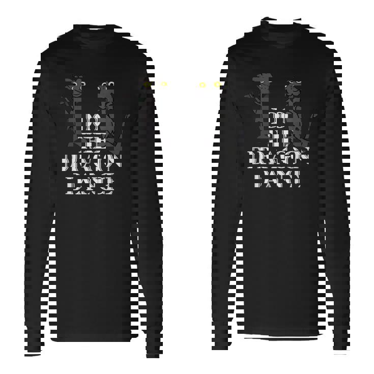 面白いドラゴンダンス ダンシングドラゴンミーム 長袖Tシャツ