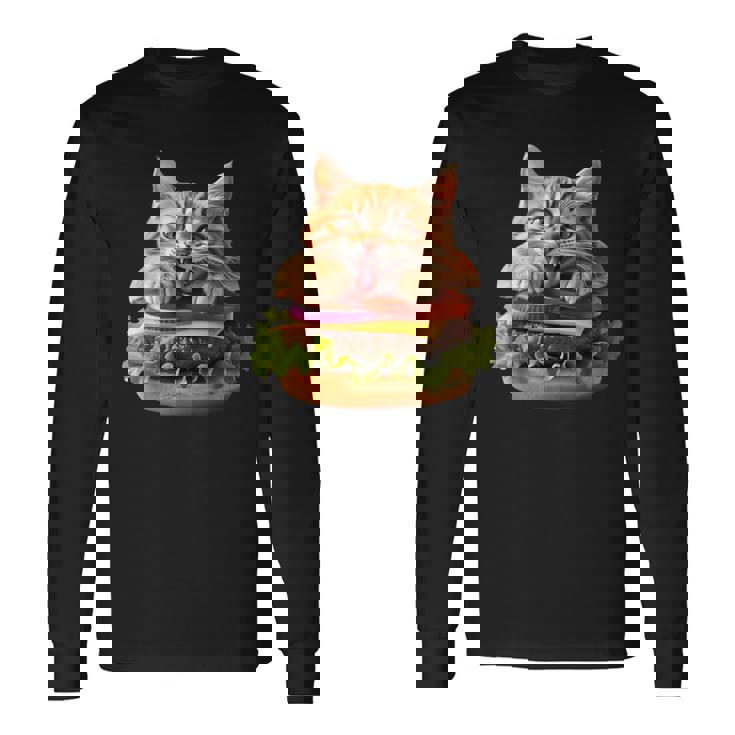 面白いファーストフードハンバーガー愛好家猫猫愛好家 Britishhorthair Burger Cat Food 長袖Tシャツ