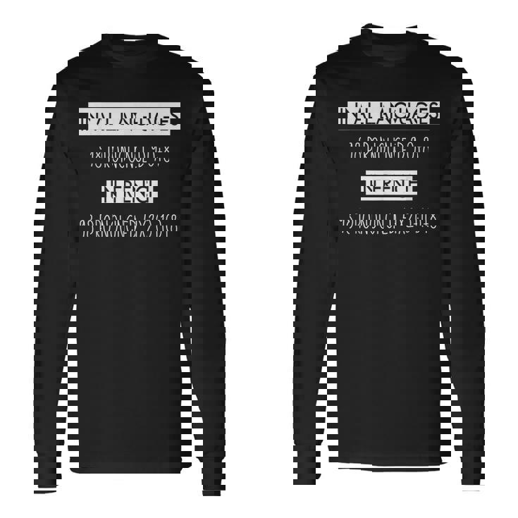 面白いフランス語 数字の発音 フランス語を学ぶギフト 長袖Tシャツ