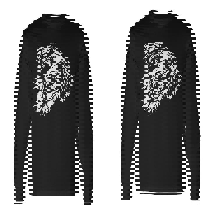 面白いブリタニー スパニエル犬のぞくグラフィック デザイン 長袖Tシャツ