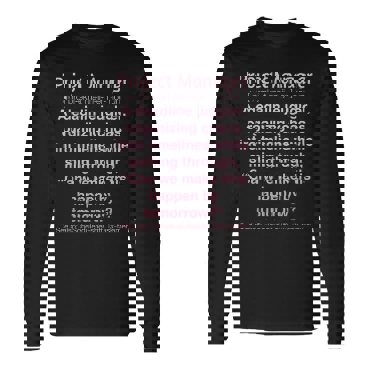 面白いプロジェクトマネージャー 長袖Tシャツ