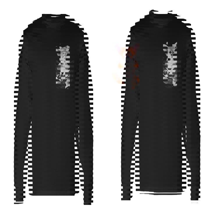 面白いペンブローク ウェルシュコーギー あなたのポケットにコーギー愛好家向け 長袖Tシャツ