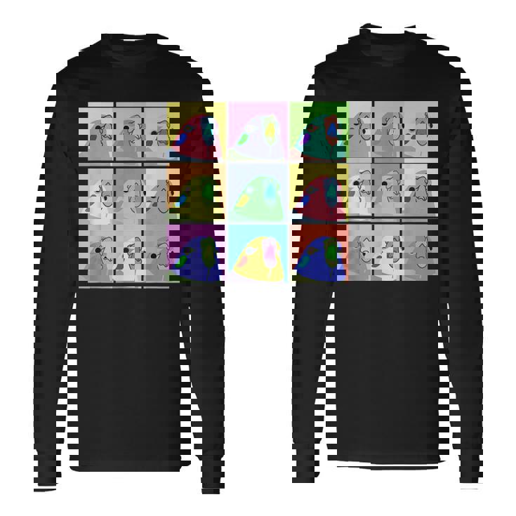 面白いポップアート オカメインコ かわいい鳥 オウム 長袖Tシャツ