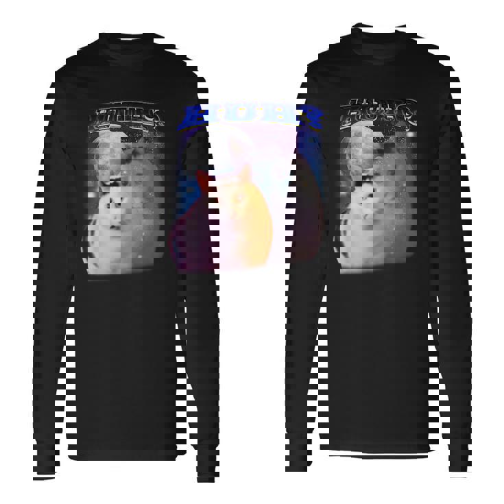 面白いミームハァキャット 長袖Tシャツ