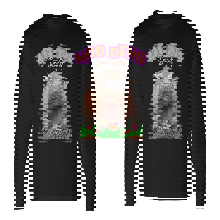 面白いムーデンかわいい赤ちゃんの有名なピグミーカバ 長袖Tシャツ ギフトのアイデア