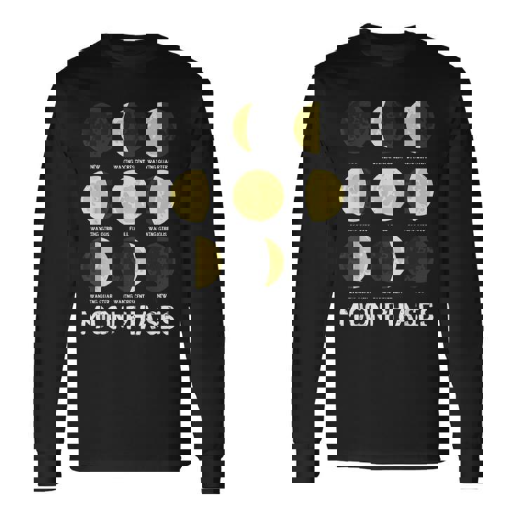面白いムーンアート メンズ レディース キッズ ムーンフェイズ 宇宙科学 長袖Tシャツ