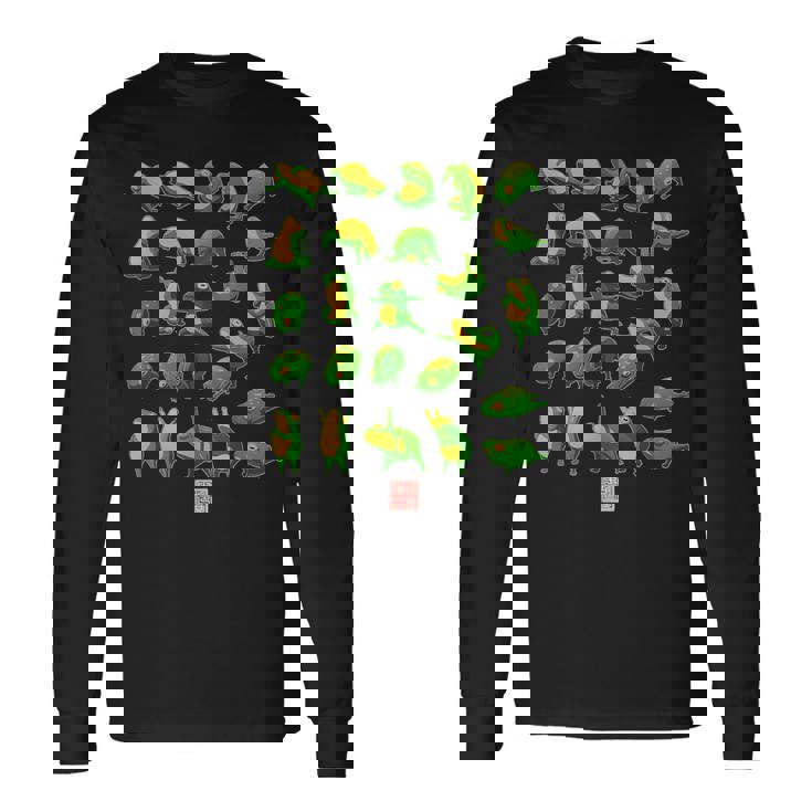 面白いヨガカエルとヒキガエル瞑想 日本のアートグラフィック 長袖Tシャツ