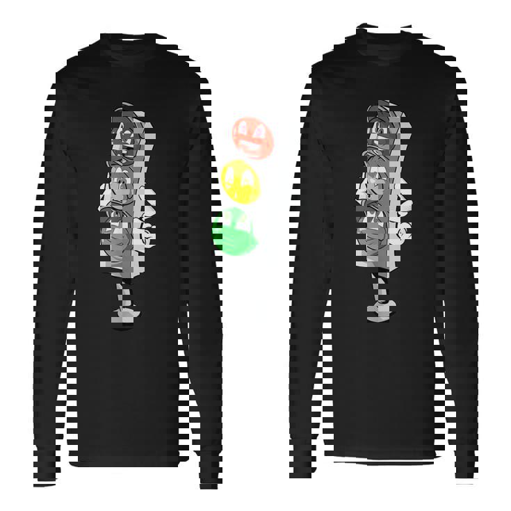 面白い信号機 コミック 漫画の信号機 長袖Tシャツ