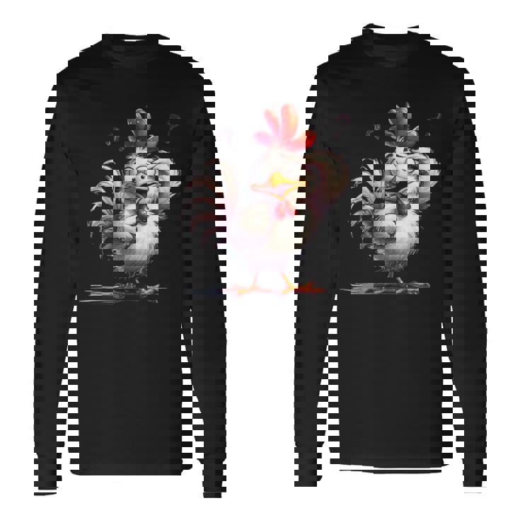 面白い動物、友人や家族のための素晴らしいチキン 長袖Tシャツ