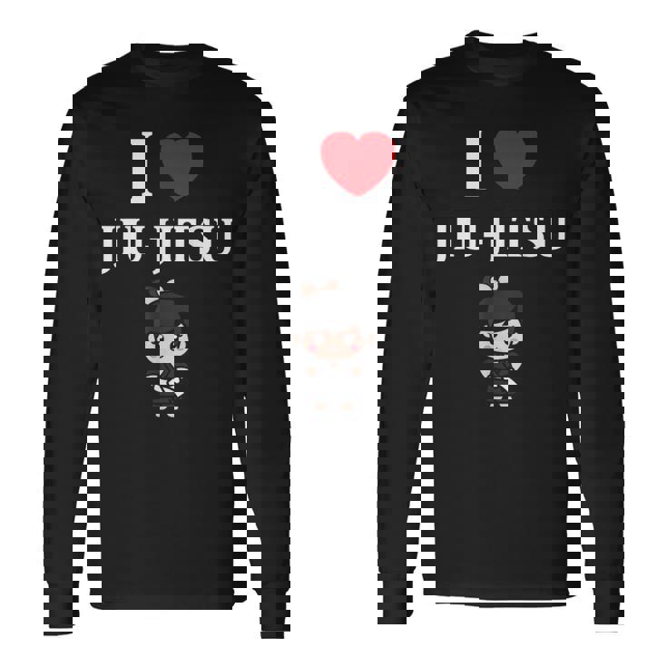 面白い柔術スポーツミニマリストかわいいシンプル柔術 I Love Jiu Jitsu 長袖Tシャツ