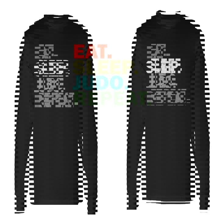 面白い柔道家が寝る柔道を食べる 長袖Tシャツ