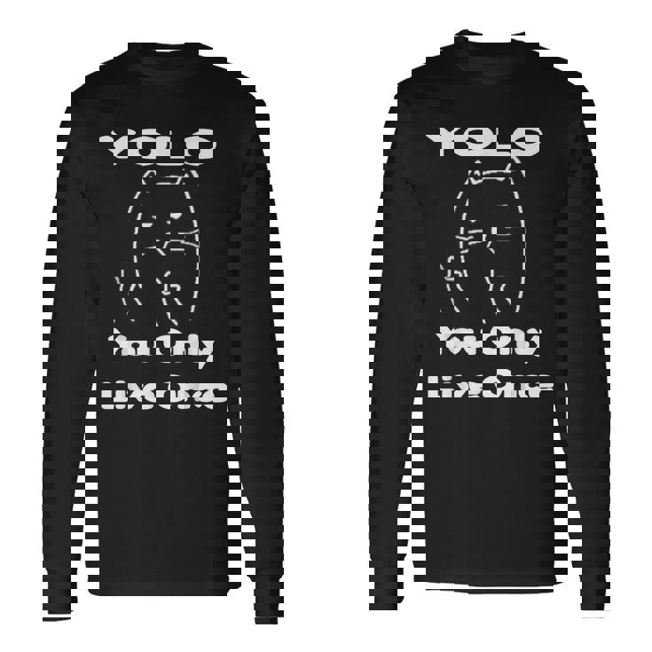 面白い猫 Tピースギフト Yolo 猫愛好家に 長袖Tシャツ