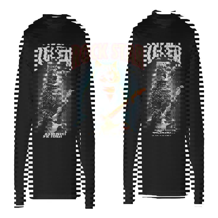 面白い猫 ギタリスト エレクトリックギター ロックスター 猫 長袖Tシャツ