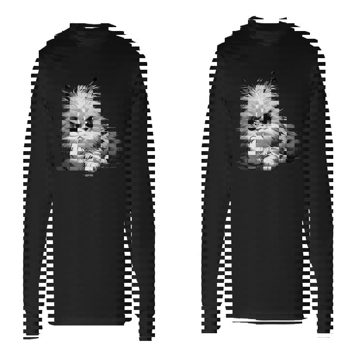 面白い猫 中指 皮肉 いたずらな 発言 長袖Tシャツ