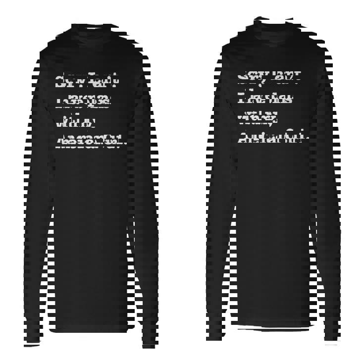 面白い皮肉 アメリカン カールの猫との計画があります 長袖Tシャツ