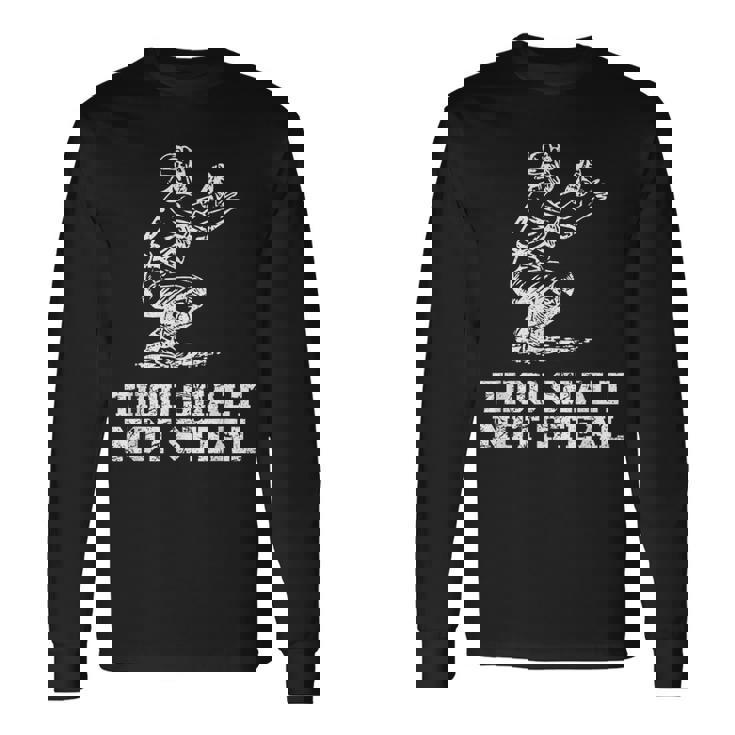 面白い野球選手キャッチャー ヴィンテージを盗んではなりません 長袖Tシャツ