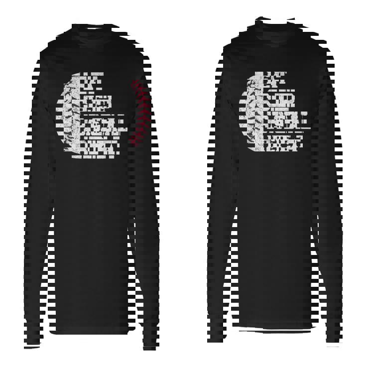 食べる、寝る、野球を繰り返す、野球選手、面白い、野球 長袖Tシャツ