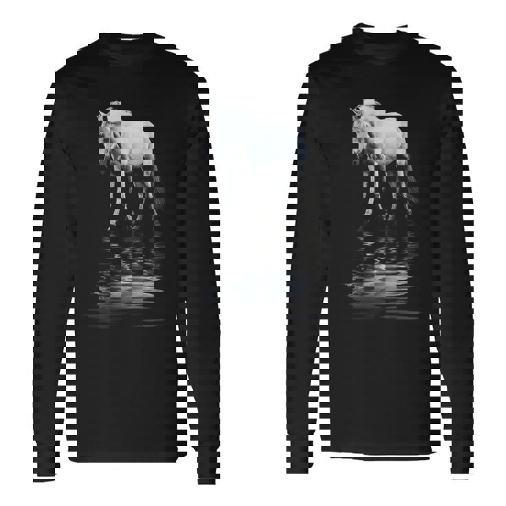 馬 動物 モチーフ アート 馬 長袖Tシャツ