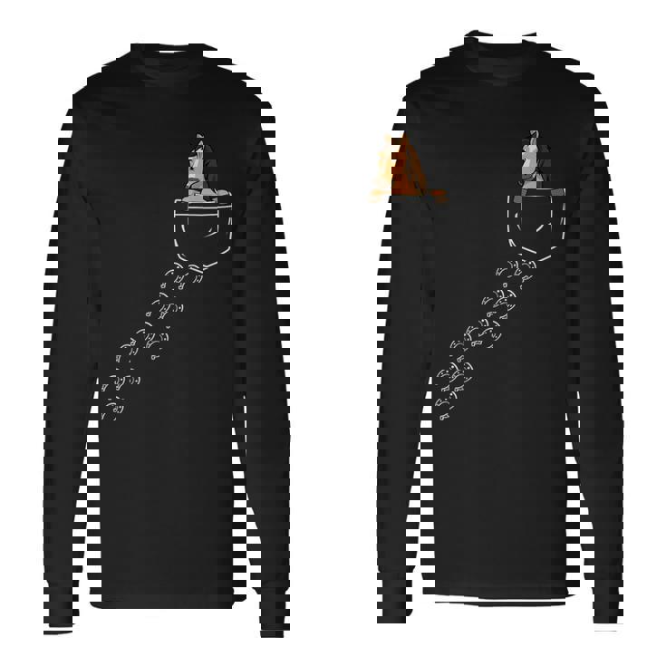 馬好き乗馬ポケット馬 長袖Tシャツ