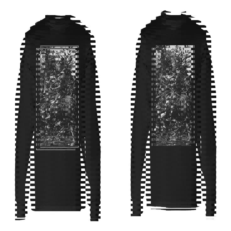 騎士、死と悪魔 1513 アルブレヒト・デューラー 銅彫刻 長袖Tシャツ