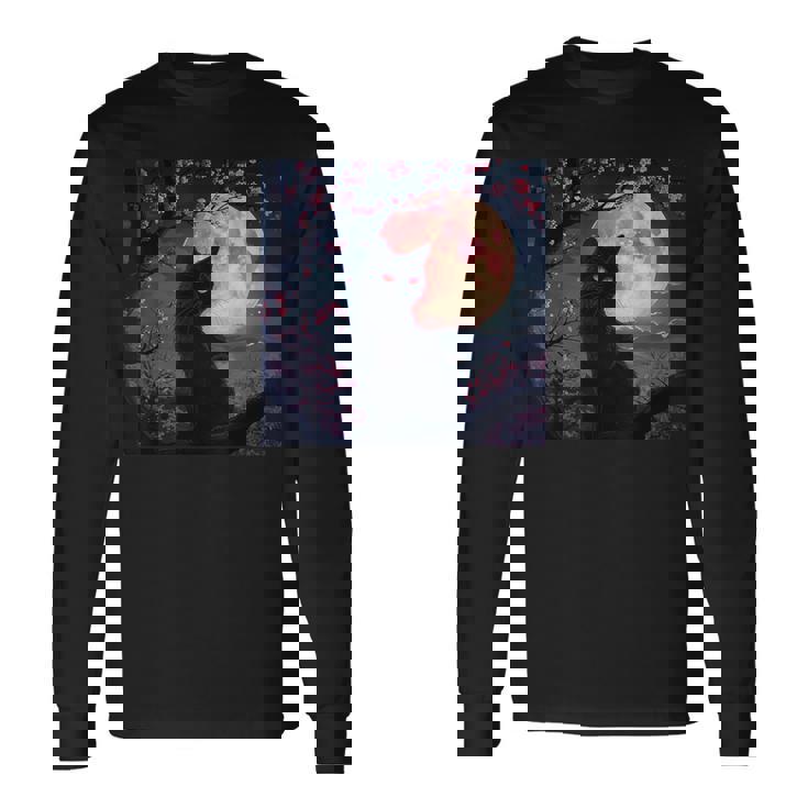 魅惑の赤い月 長袖Tシャツ